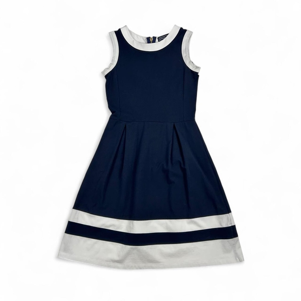 Duffield Lane Navy and white striped sleeveless dress